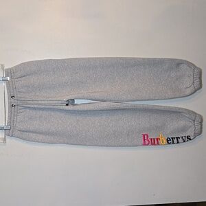Burberry Embroidered Rainbow Logo Burberrys Archive Grey Cotton Joggers
